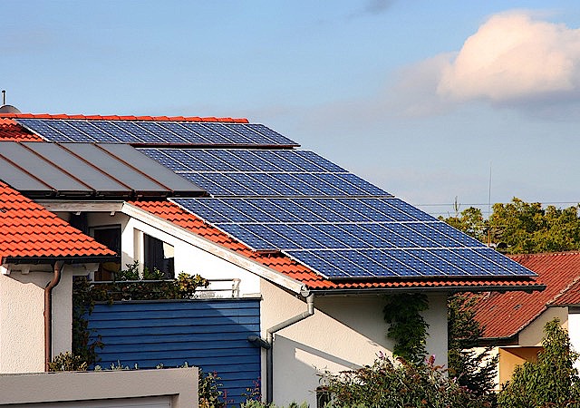 A house with solar panels on the roof